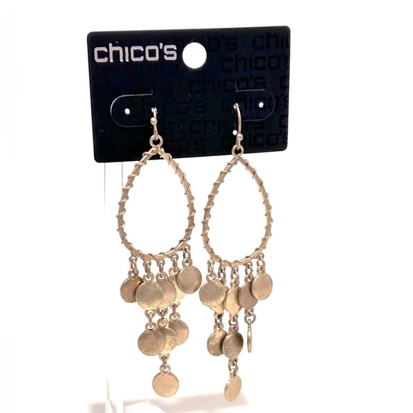 Chico's Jewelry - CHICO’s Antiqued Gold Wire-wrapped Disc Dangle Earrings NWT